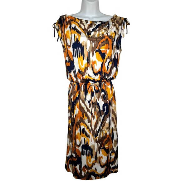 NWT Tory Burch Verda Dress XS Matmi Silk Ikat Midi Sheath Resort Cowl Neck - Picture 5 of 14